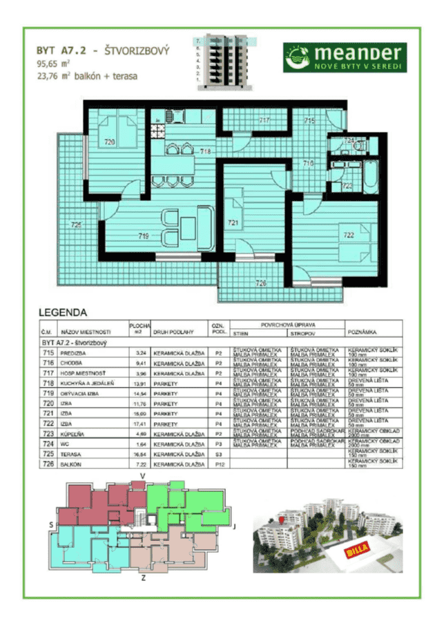 FOX - 4 izbový byt * NOVOSTAVBA * projekt MEANDER * Sereď * s veľkou terasou o výmere 23,76 m2 - 1